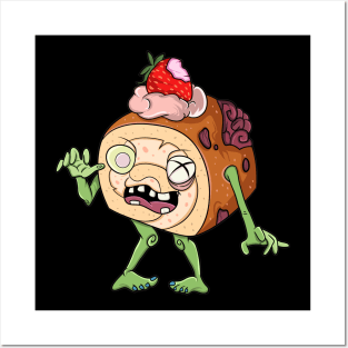 Funny Zombie Strawberry Cake Posters and Art